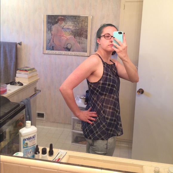 Sheer Plaid Spaghetti Strap Top - Picture 4 of 6