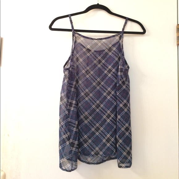 Sheer Plaid Spaghetti Strap Top - Picture 6 of 6