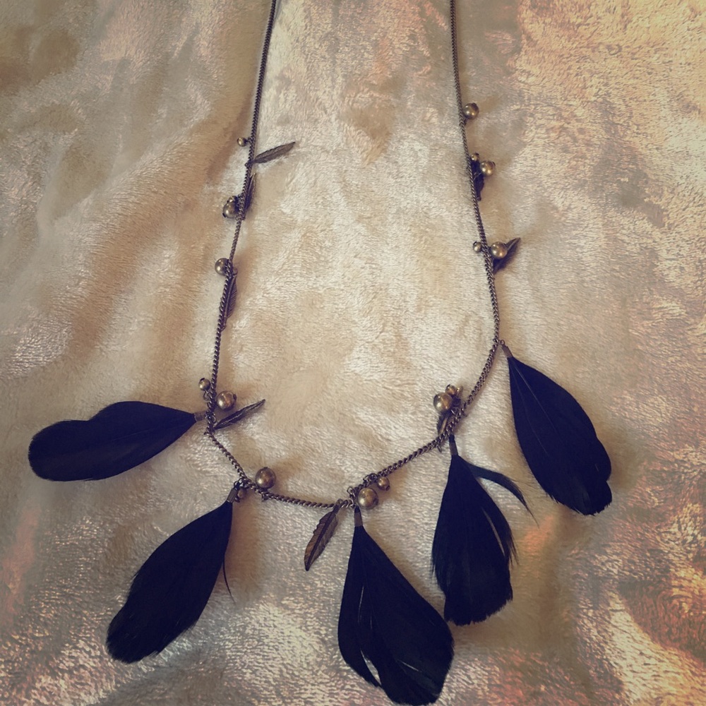 Gold feather necklace
