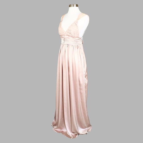 ❗️FINAL PRICE❗️Blush Pink Satin Lace Maxi Dress - Picture 6 of 8