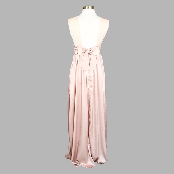 ❗️FINAL PRICE❗️Blush Pink Satin Lace Maxi Dress - Picture 7 of 8