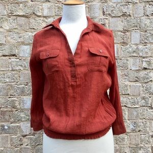 Dark Orange Button Up Blouse