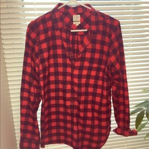 J Crew Pullover Red & Navy Flannel