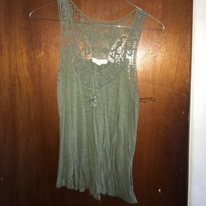 Military green lace tank!