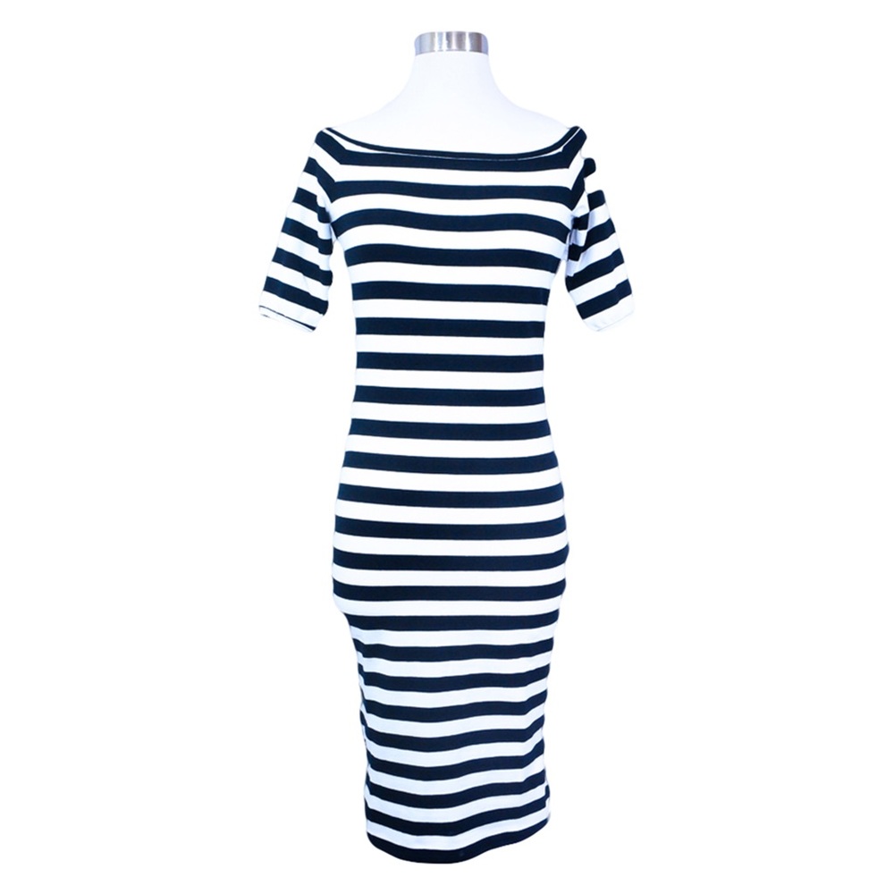 Black White Stripes Midi Dress - Picture 5 of 7