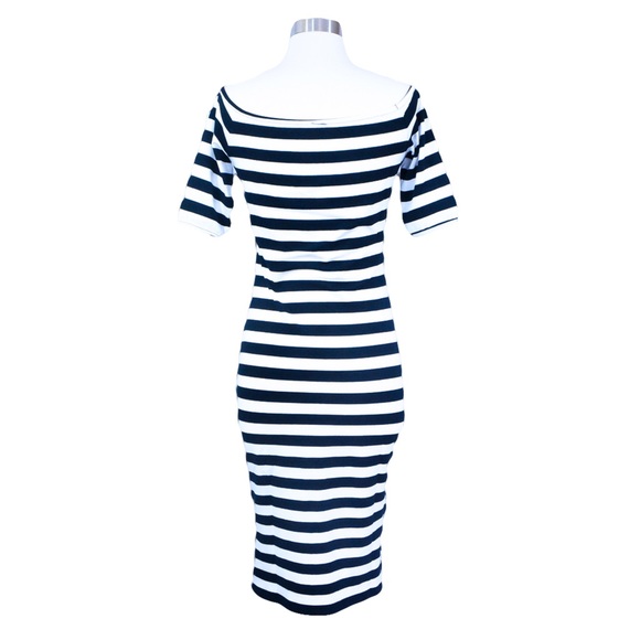 Black White Stripes Midi Dress - Picture 7 of 7