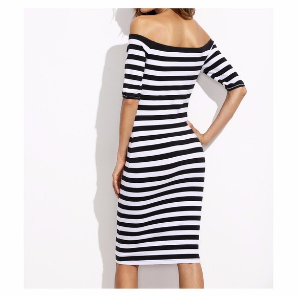 Black White Stripes Midi Dress - Picture 3 of 7