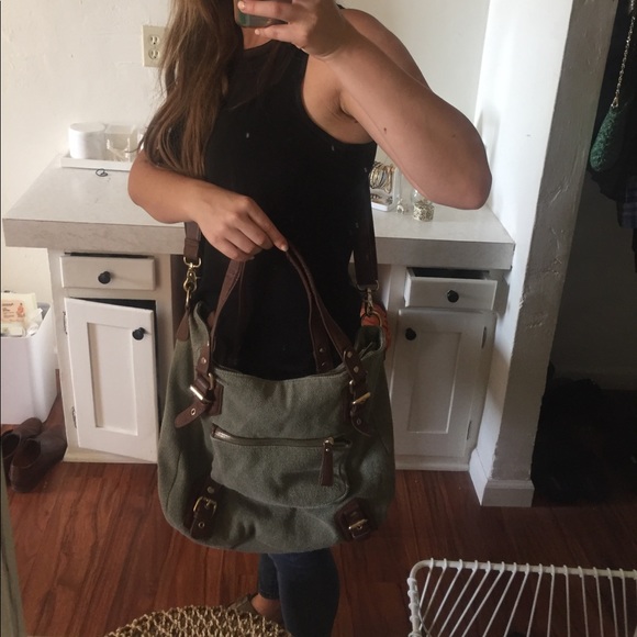 UO BDG large green canvas shoulder bag - Picture 7 of 8