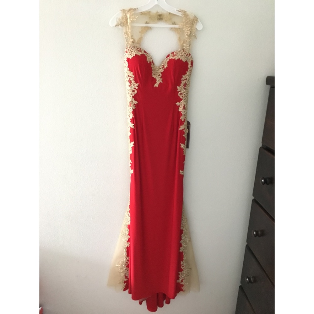 Red w/ gold Prom Dress
