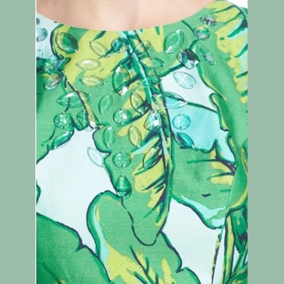 Vineyard Vines Sz 00 Green Banana Leaf Print Dress - Picture 7 of 7