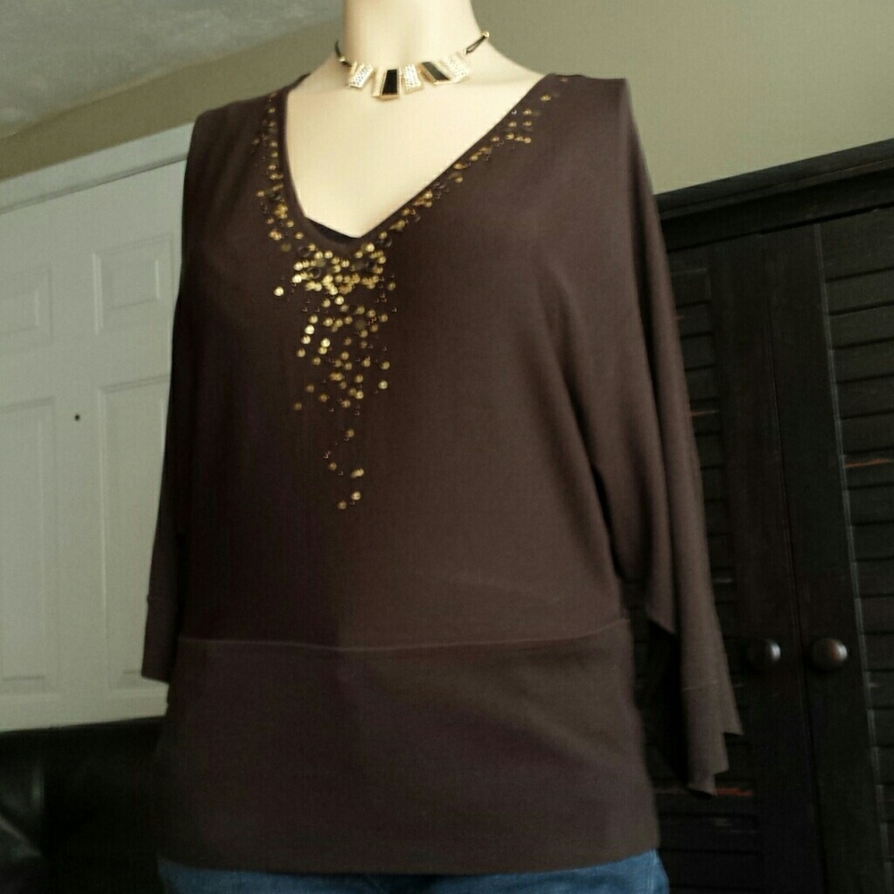 Gold Sequence Work Stunning Plus Size Top
