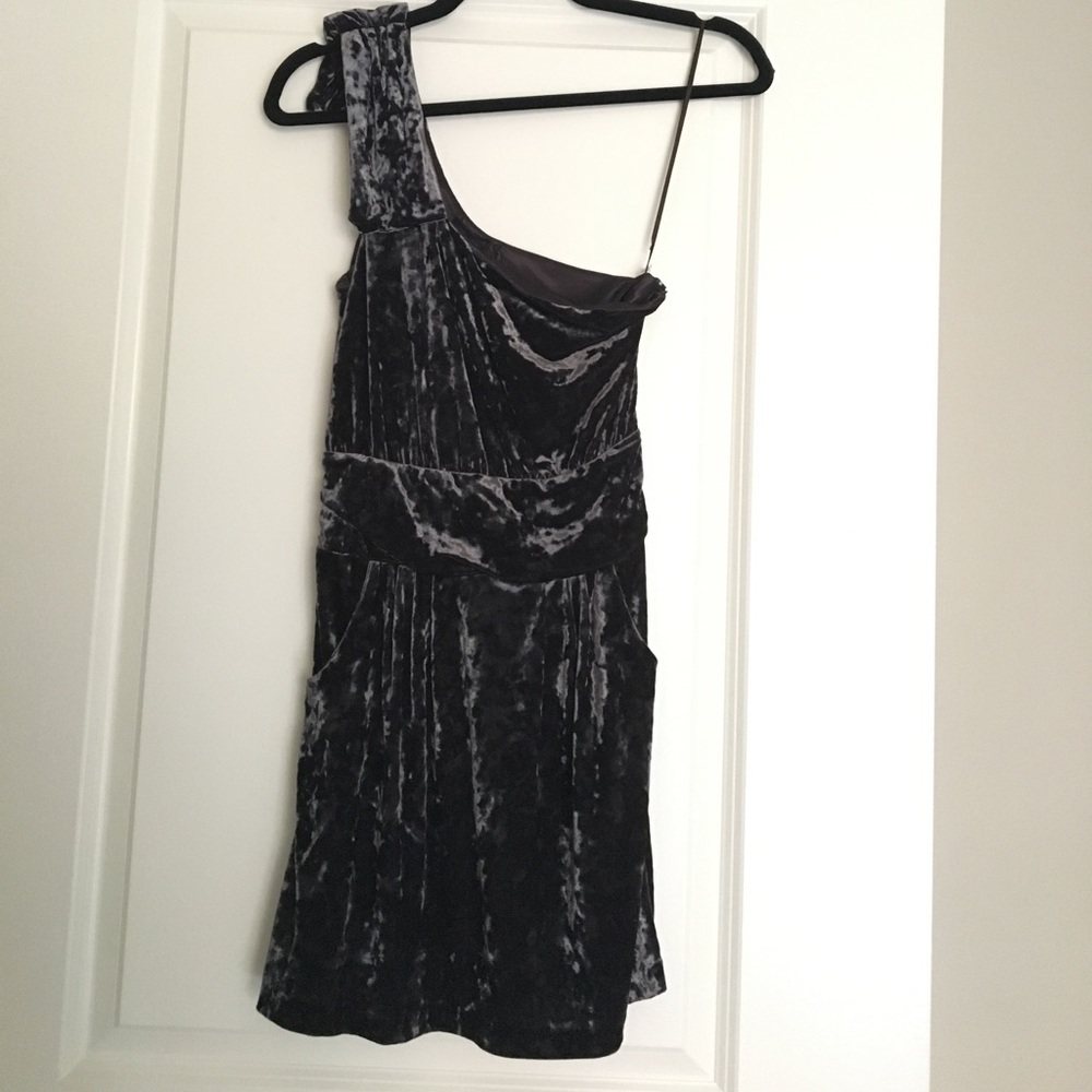 Dark grey suede one shoulder dress!