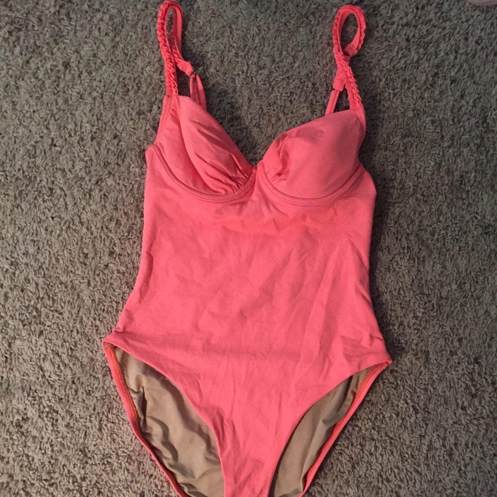 ruffle strap coral one piece