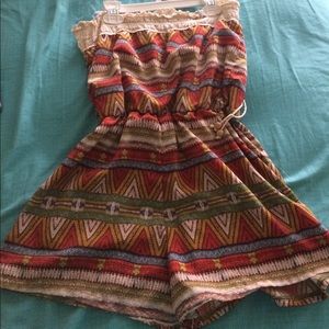 tribal strapless romper