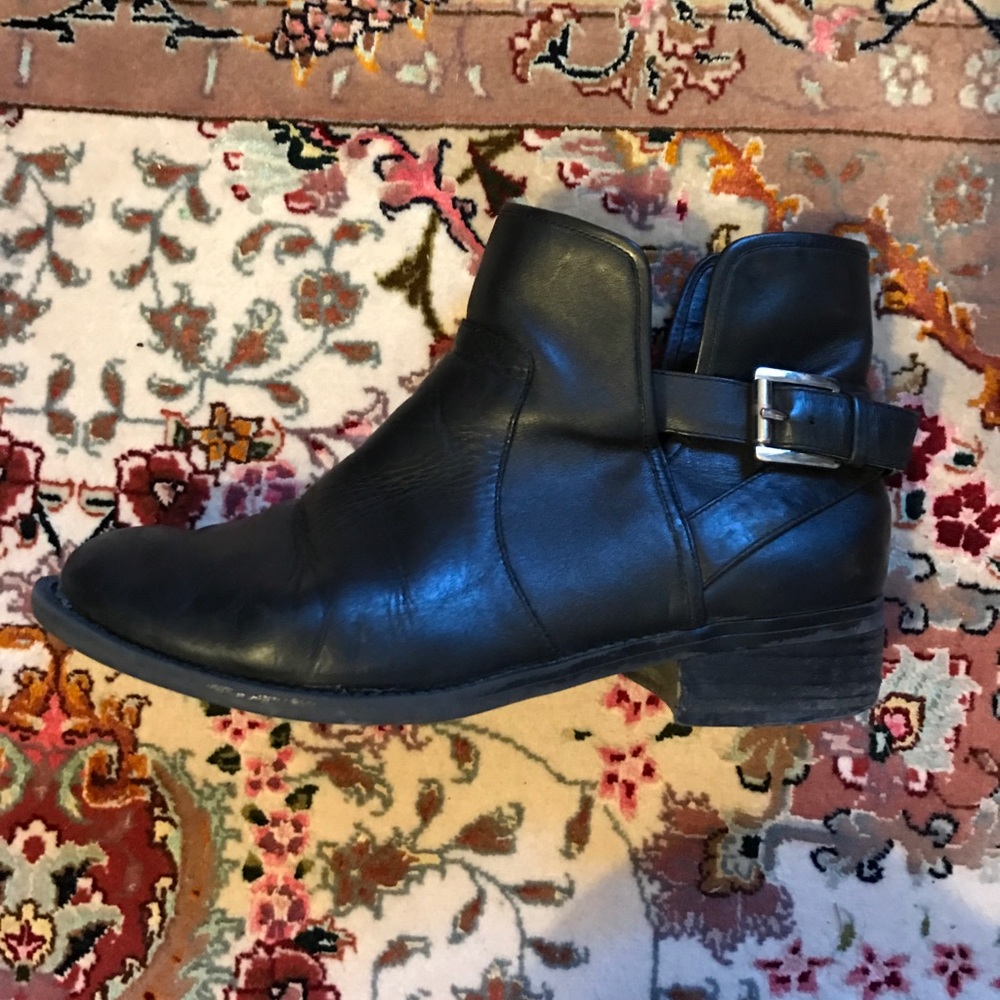 Black Leather Short Boots