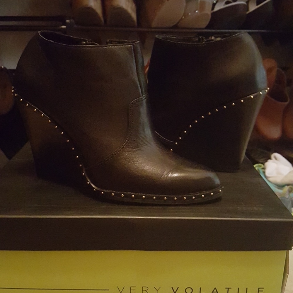Volatile studded black booties