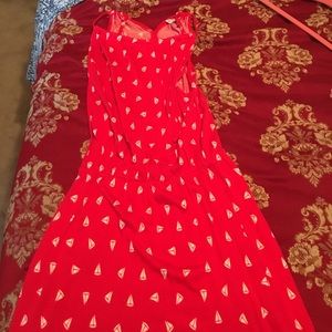 red and white sailboat halter top dress
