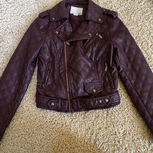 Burgundy Faux Leather Jacket from Bar III