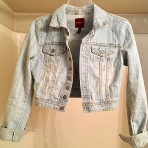 Denim Crop Jacket- Faded Light Denim Size Small