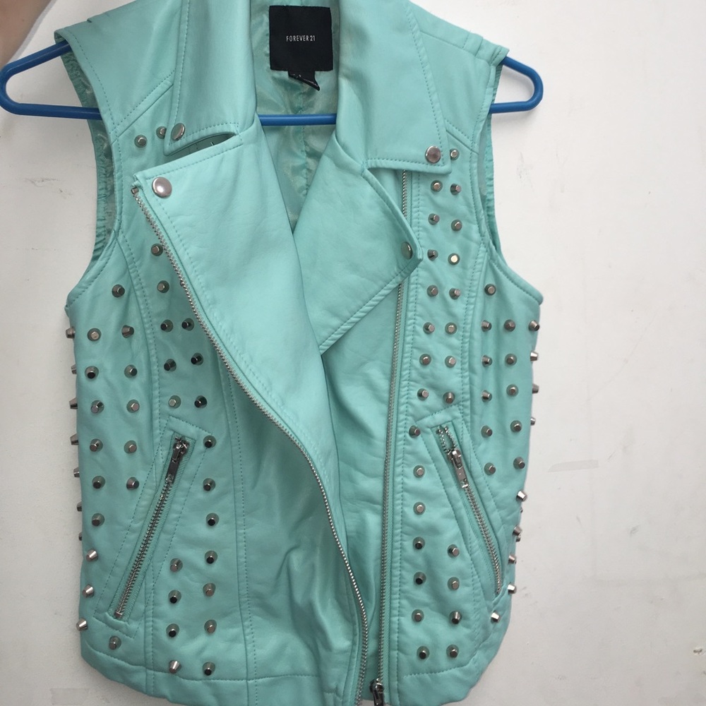 Forever 21 studded aqua vest