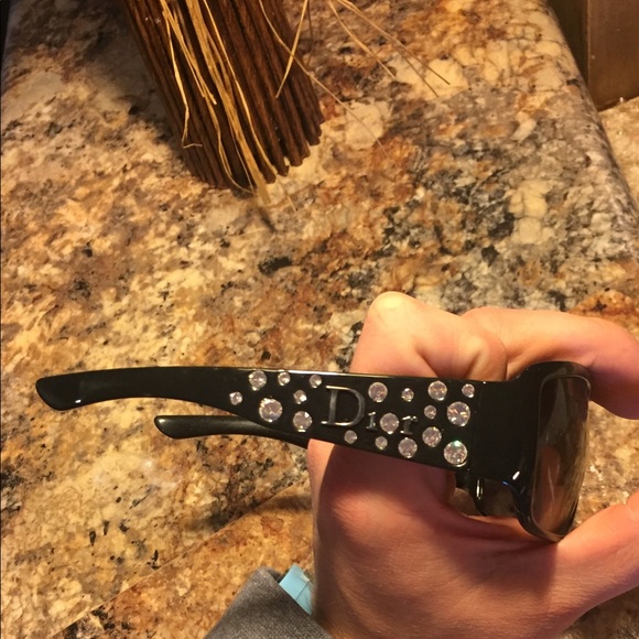 Dior Black on Black Crystal Sunglasses. Like New