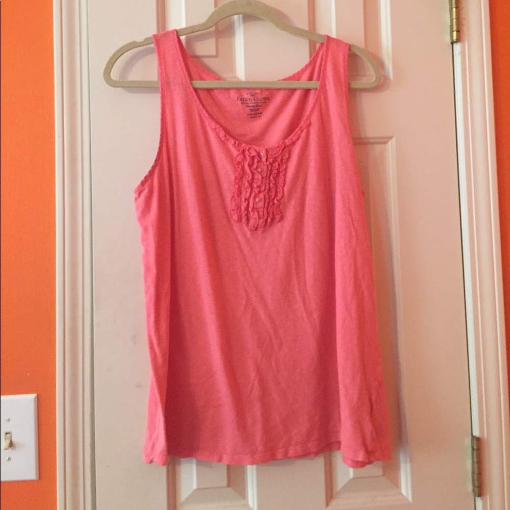 Pink tank top with ruffles