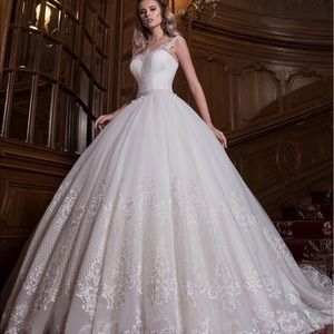 Illusion neckline wedding gown