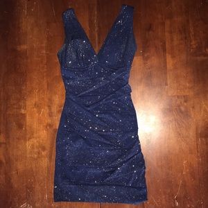 Navy with gold sparkle bodycon dress