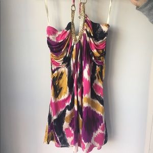 Sky halter top with gold chains