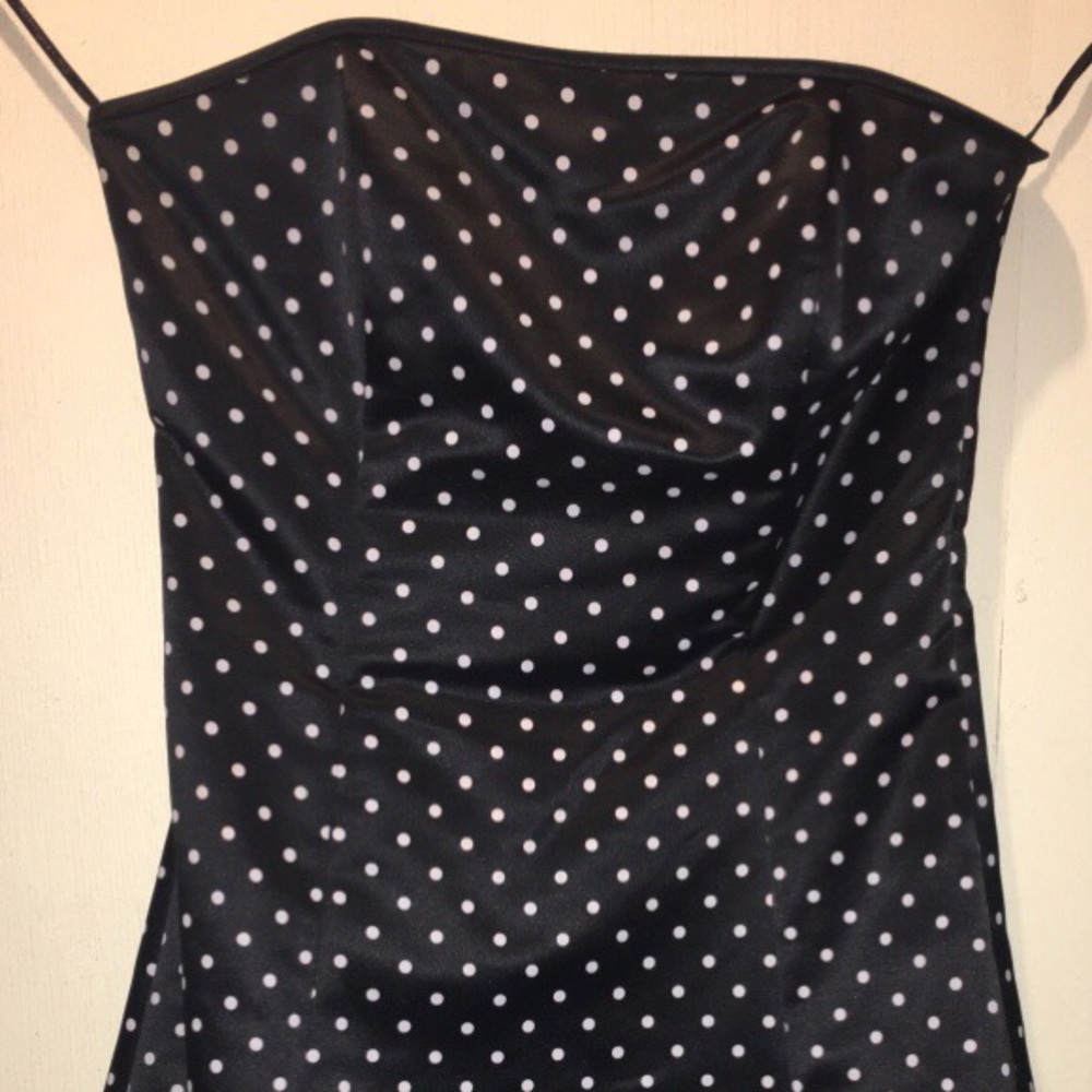 Black dress with white polka dots