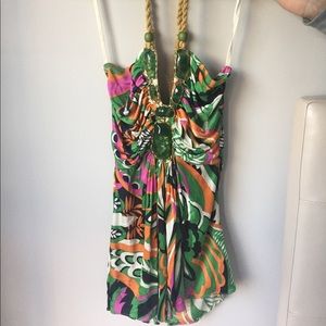 Tribal print sky halter top