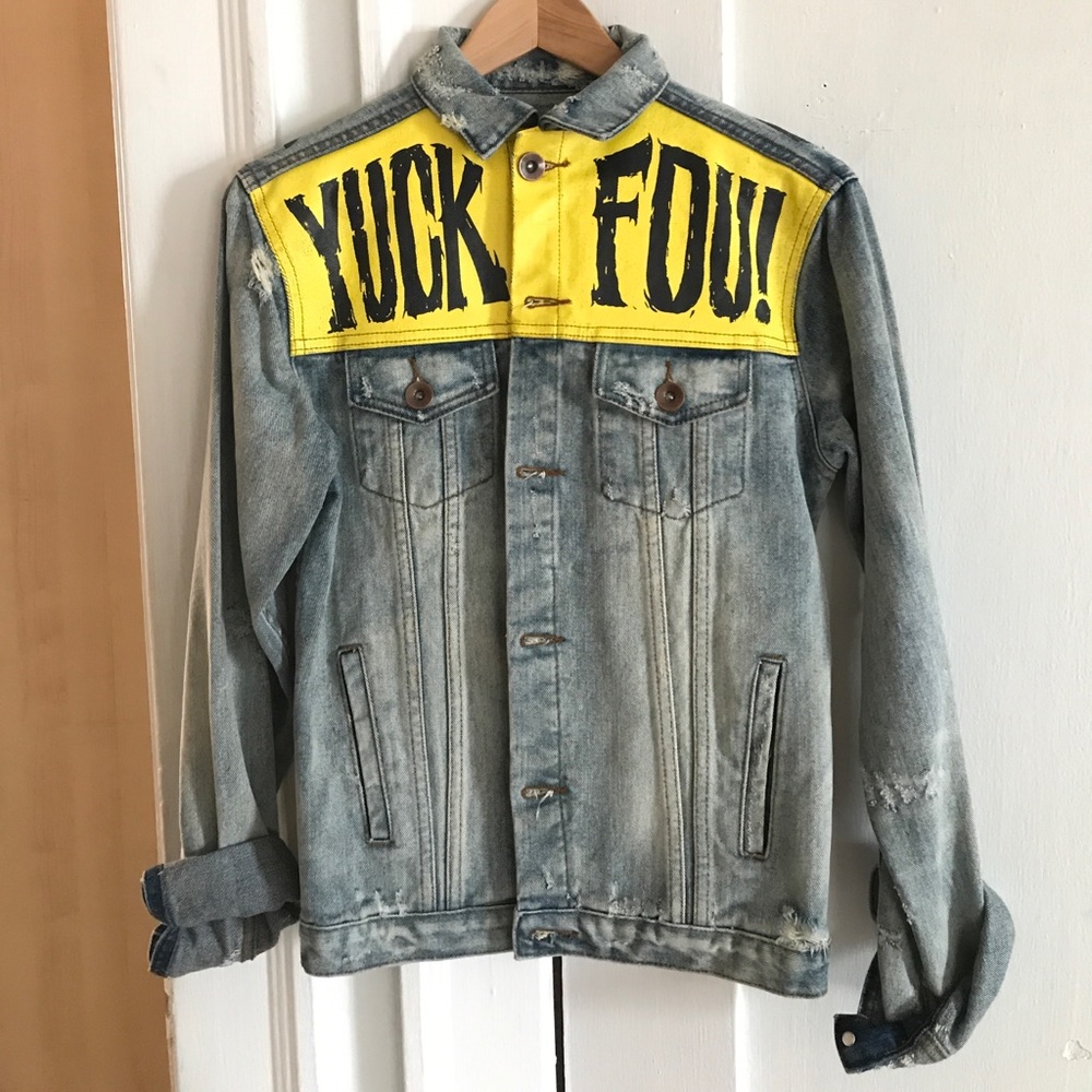 Unif Yuck Fou! Distressed Denim Jacket