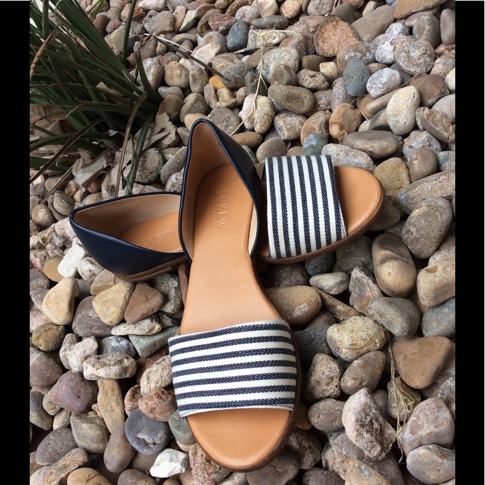 Navy Blue and White Striped Sandals