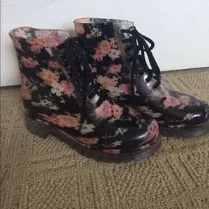 Floral Rubber Combat Boots