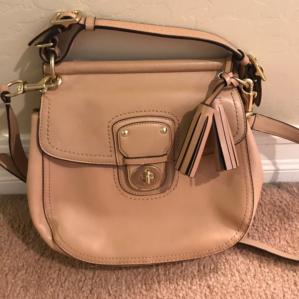 Tan coach shoulder bag