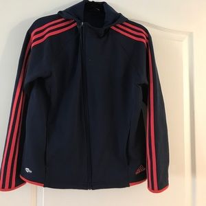 Adidas size m. Blue with hood and red piping