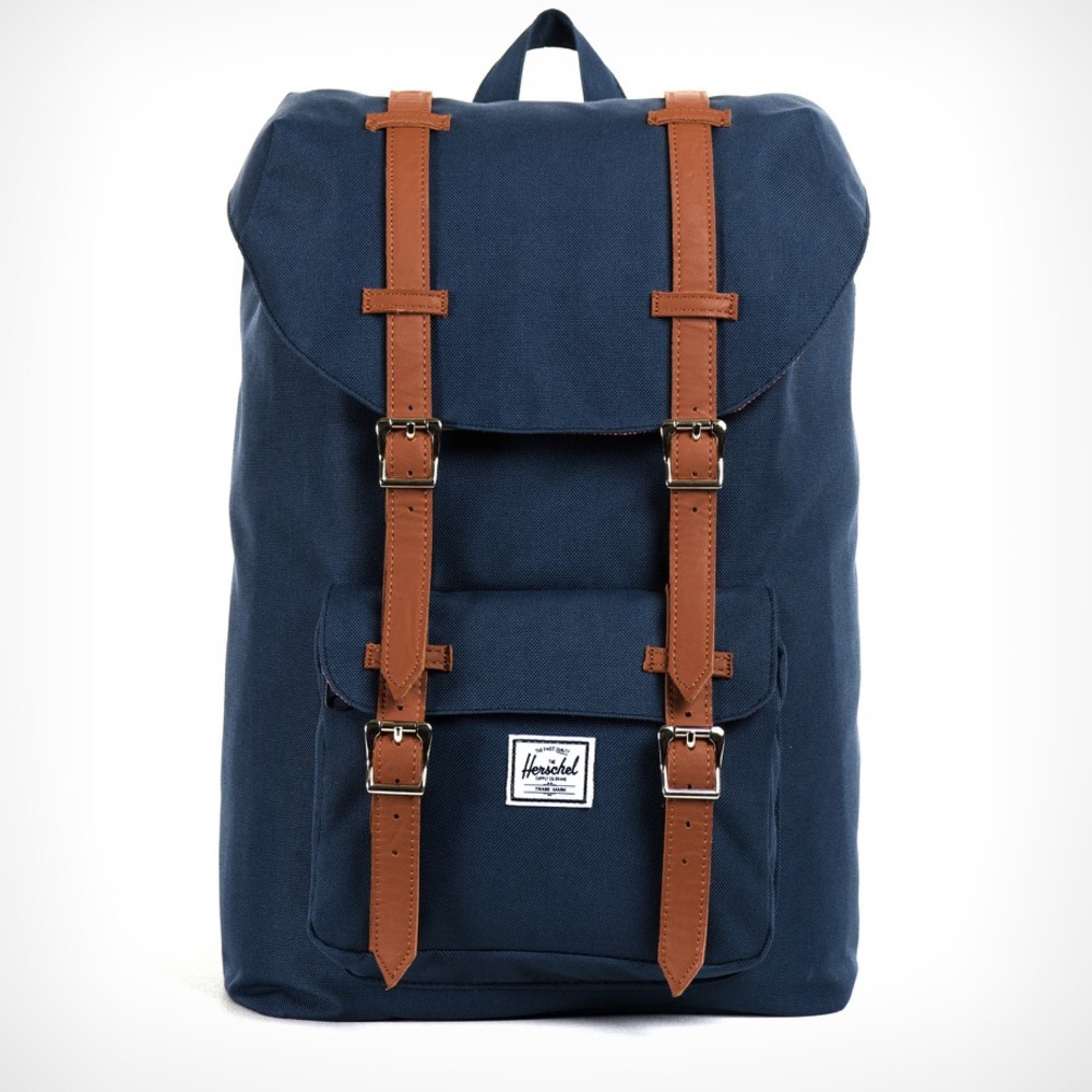 NWT HERSCHEL LITTLE AMERICA BACKPACK BLUE TAN