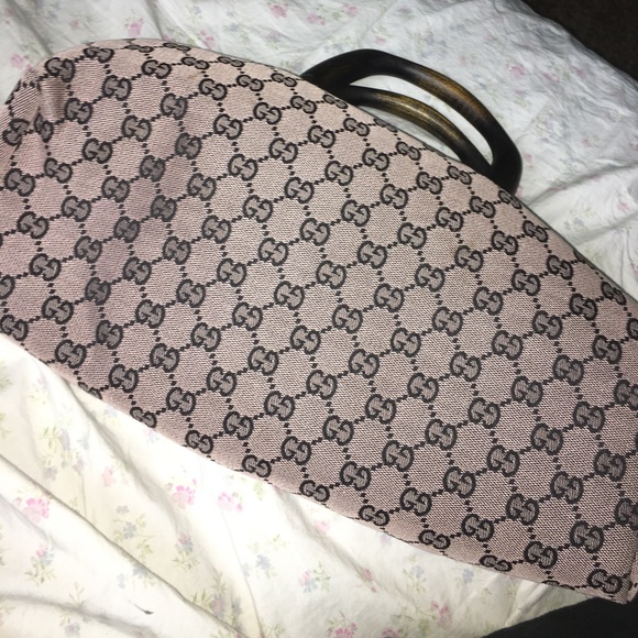 Gucci monogram wood handle tan vintage doctors bag - Picture 5 of 7