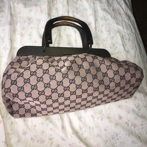 Gucci monogram wood handle tan vintage doctors bag - Picture 7 of 7