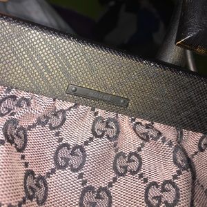 Gucci monogram wood handle tan vintage doctors bag