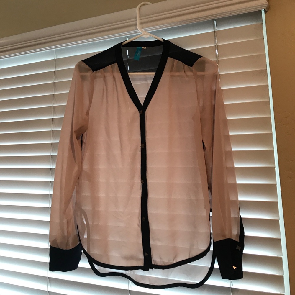 Sheer polyester long sleeve blouse