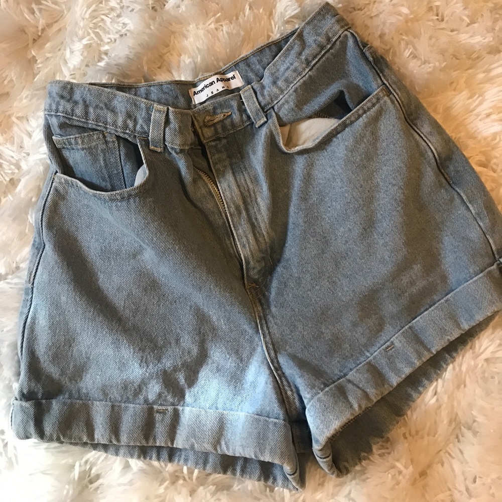 American apparel high waisted jean shorts