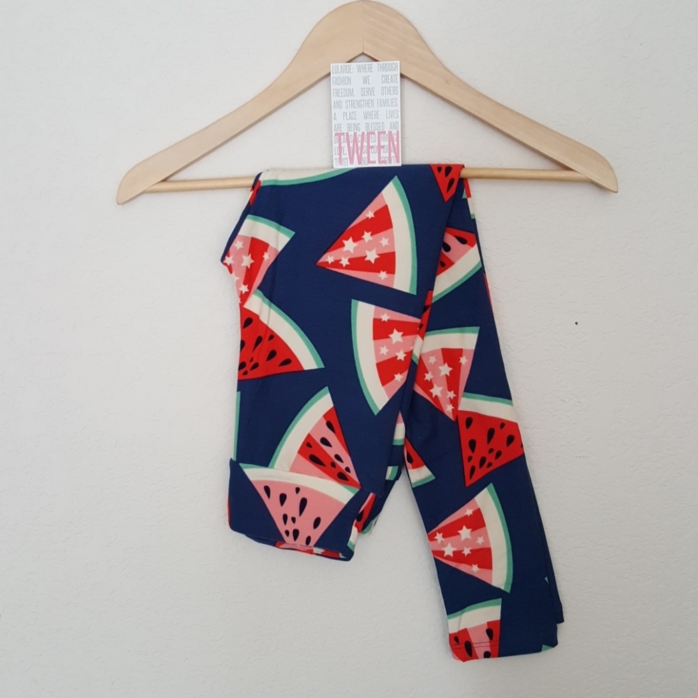 Tween Americana watermelon leggings