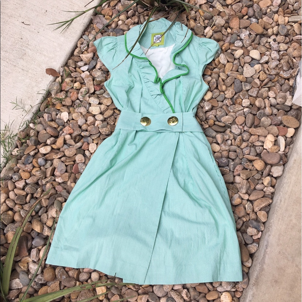 Green Striped Sundress w/ Belt