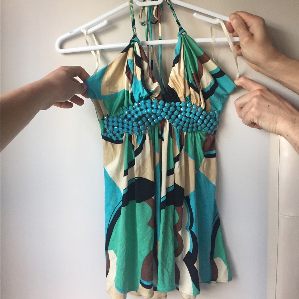 Sky patterned halter top