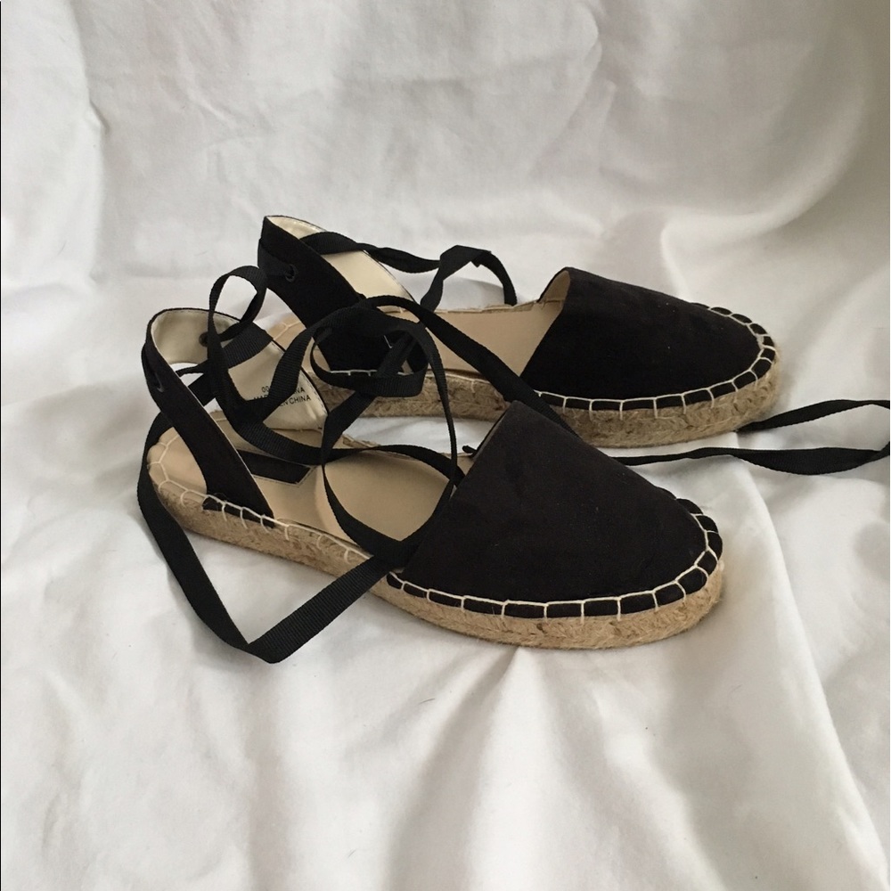 forever 21 black tie ankle espadrilles