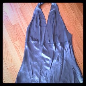 Blue silk halter top