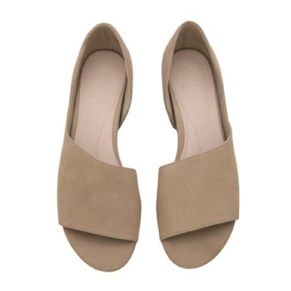 Suede Asymmetric Distressed Blanc Flats - Picture 2 of 5