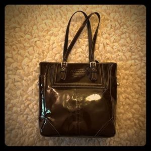 Coach patent leather tote bag