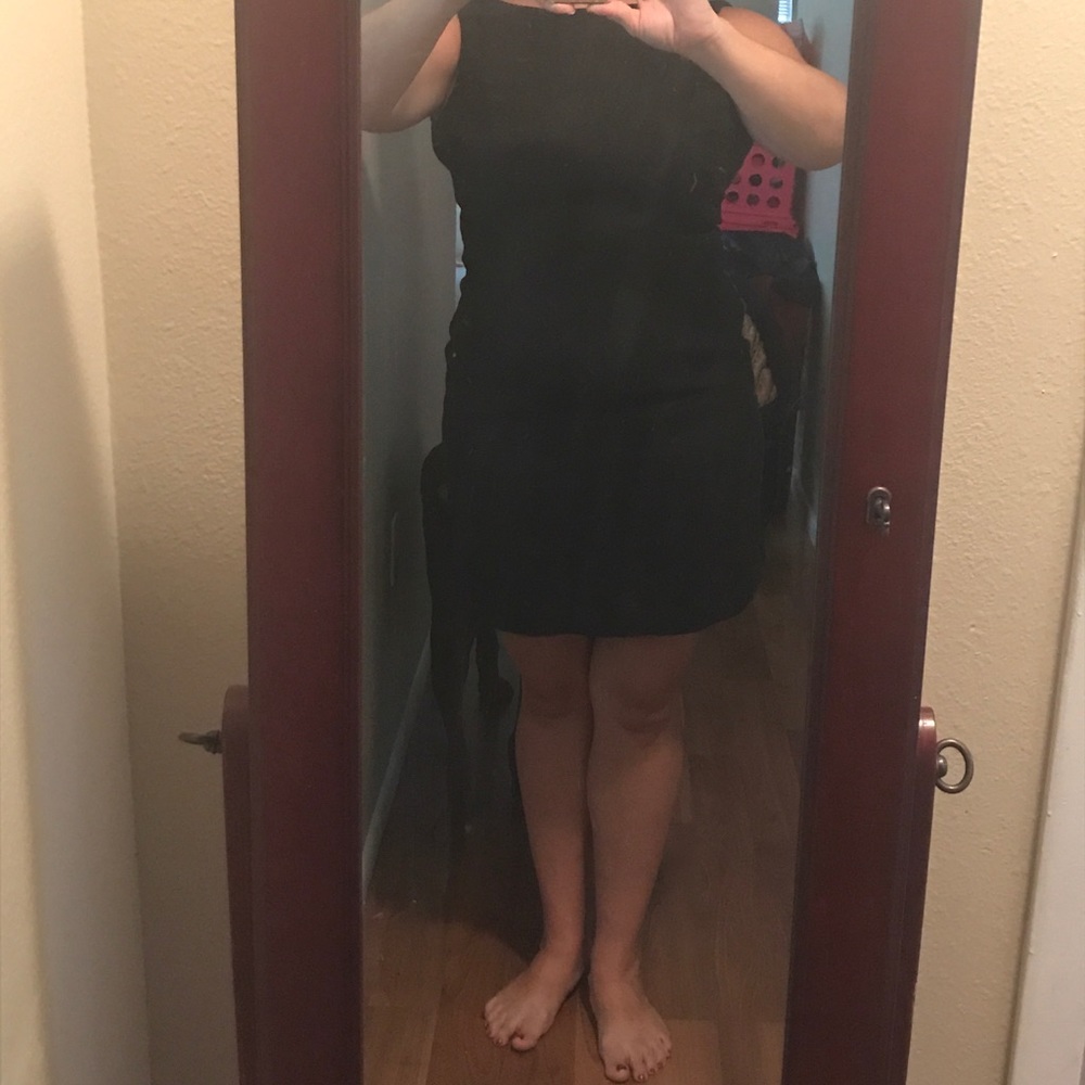 Talbots black linen sheath dress